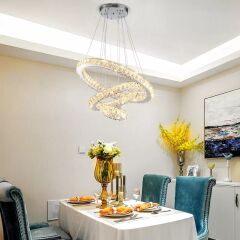 Alfa Kristal Taşlı 3 Kademeli Modern Ledli Salon Avize
