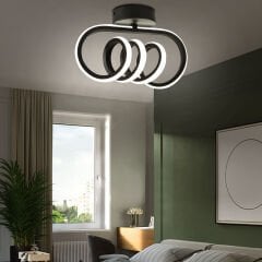Burgu Siyah Tavana Sıfır 3 Renk Işıklı Led Avize