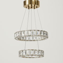 Alfa Gold Kristal Taşlı 3 Renk Işıklı Modern Salon Avize