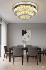 Ahu Kristal Taşlı 3 Kademeli Modern Ledli Salon Avize