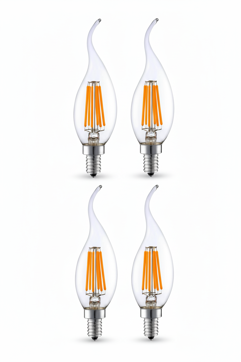Rustik Kıvrık 4W E14 LED Ampul 400lm (4LÜ paket)