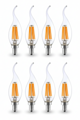 Rustik Kıvrık 4W E14 LED Ampul 400lm (8Lİ paket)