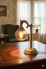 ESKİTME KAPLAMALI BAL CAMLI ŞIK DEKORATİF ABAJUR