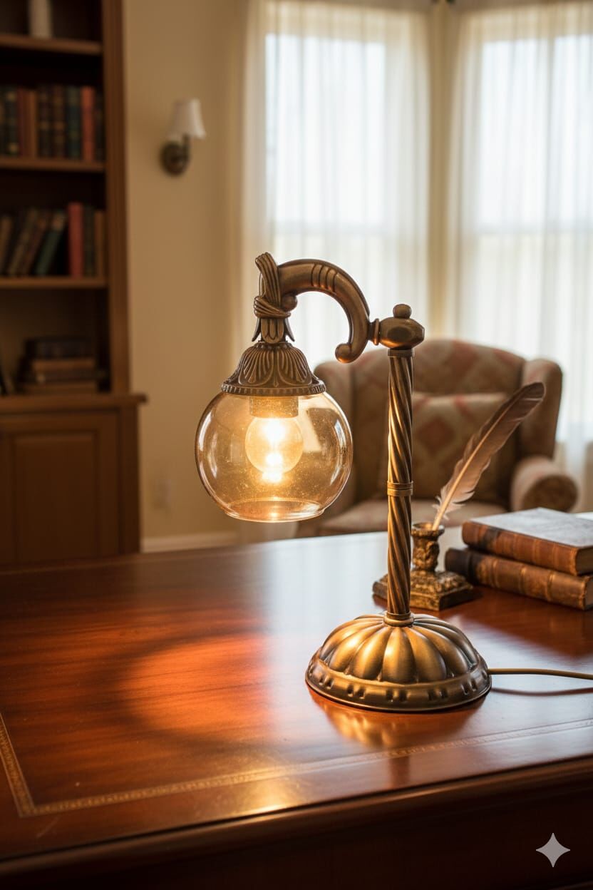 ESKİTME KAPLAMALI BAL CAMLI ŞIK DEKORATİF ABAJUR